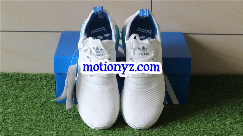 Real Boost Adidas NMD R1 White Blue Glow